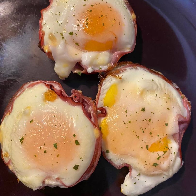 Keto ham and cheese egg cups