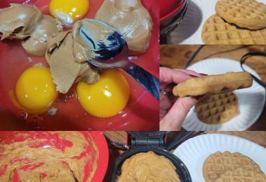 Keto waffles with peanut butter